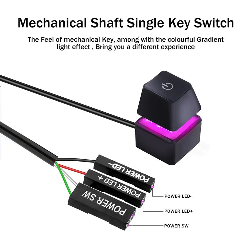 RGB Desktop PC Power Switch – External ON/OFF & Reset Button PC Power Switch HIP