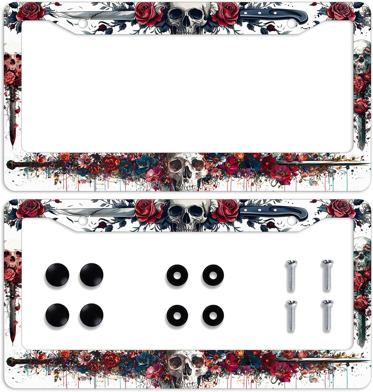 Skull Gothic Stainless Steel License Plate Frame | Car Decor License Plate Frame HIP 1