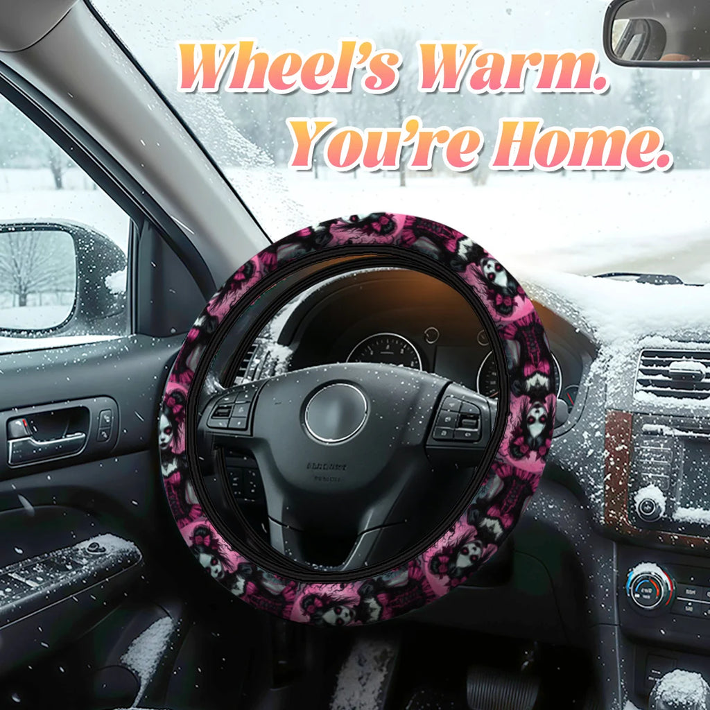 Gothic Skull & Rose Steering Wheel Cover – 15 Inch Black Steering Wheel Cover HIP