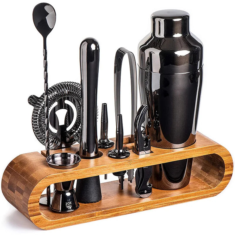 10-Piece Cocktail Bar Set & Mixology Kit with Bamboo Stand Cocktail Bar Set HIP