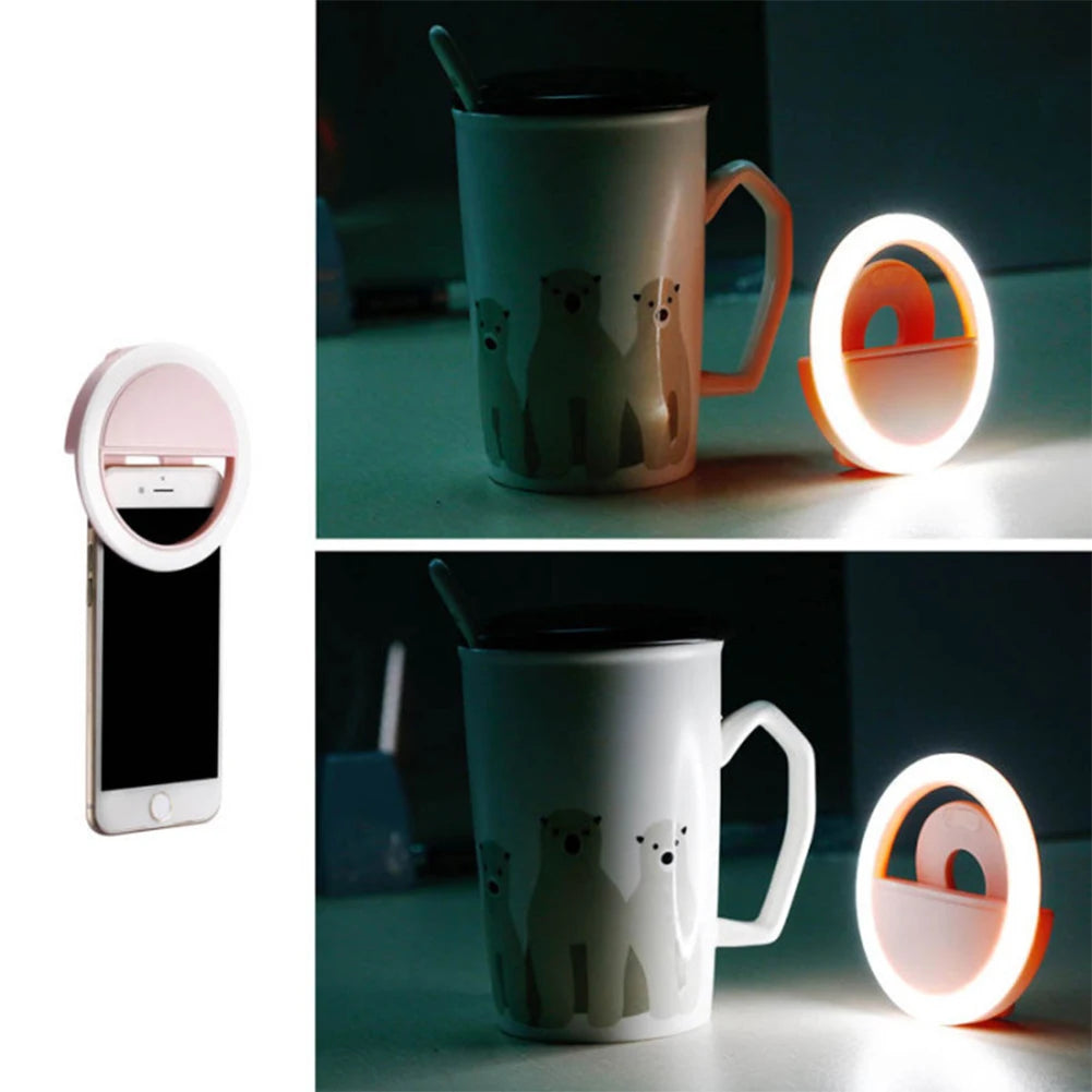 Led Selfie Ring Light Mobile Phone Lens LED Selfie Lamp Ring for IPhone Samsung Xiaomi Huawei Phone Selfie Clip Light Accessorie HIP