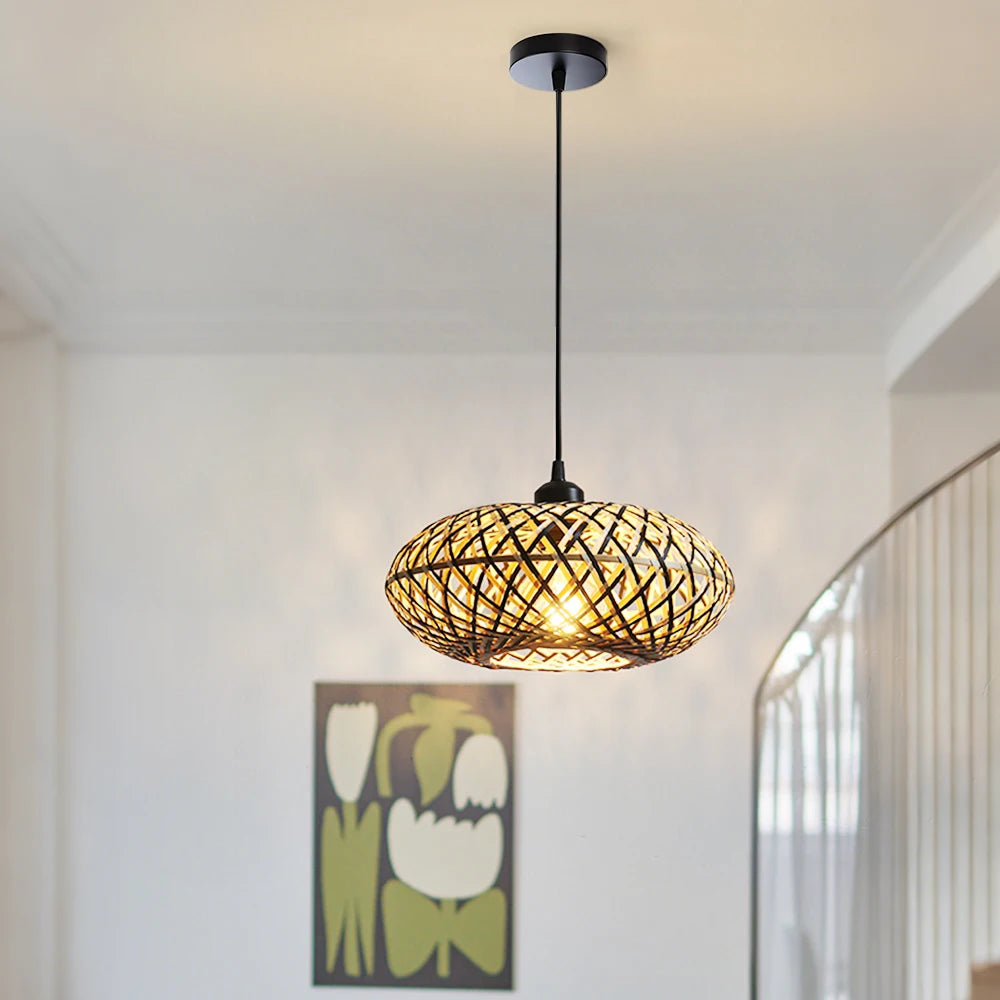 YNL Bamboo Pendant Chandelier – 4-Light Ceiling Lamp | Natural Wood Pendant Chandelier HIP