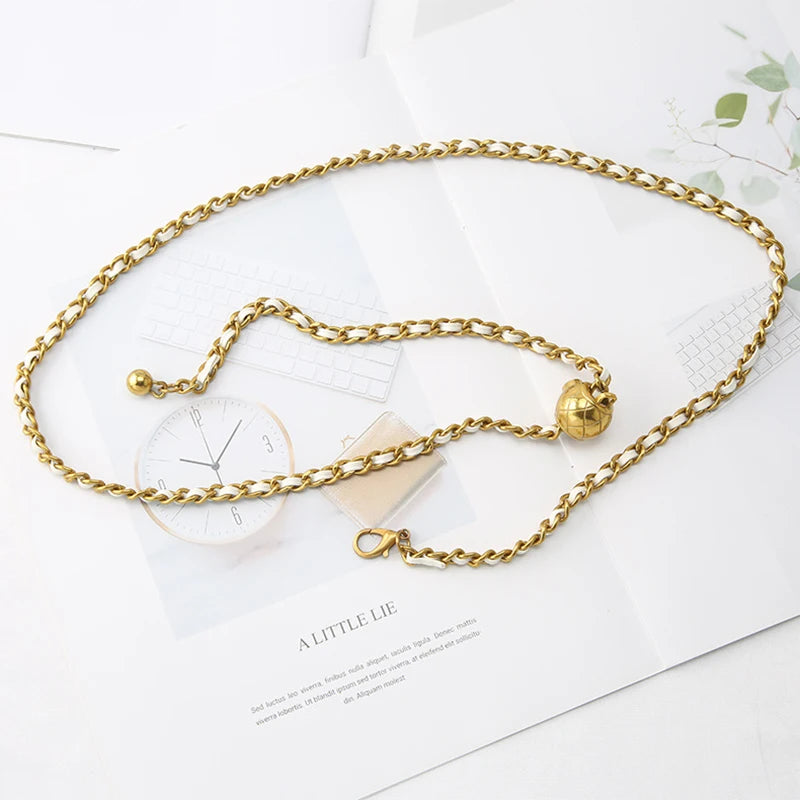 Metal Waist Chain Belt – Woven Dress & Skirt Accessory Waist Chain Belt HIP