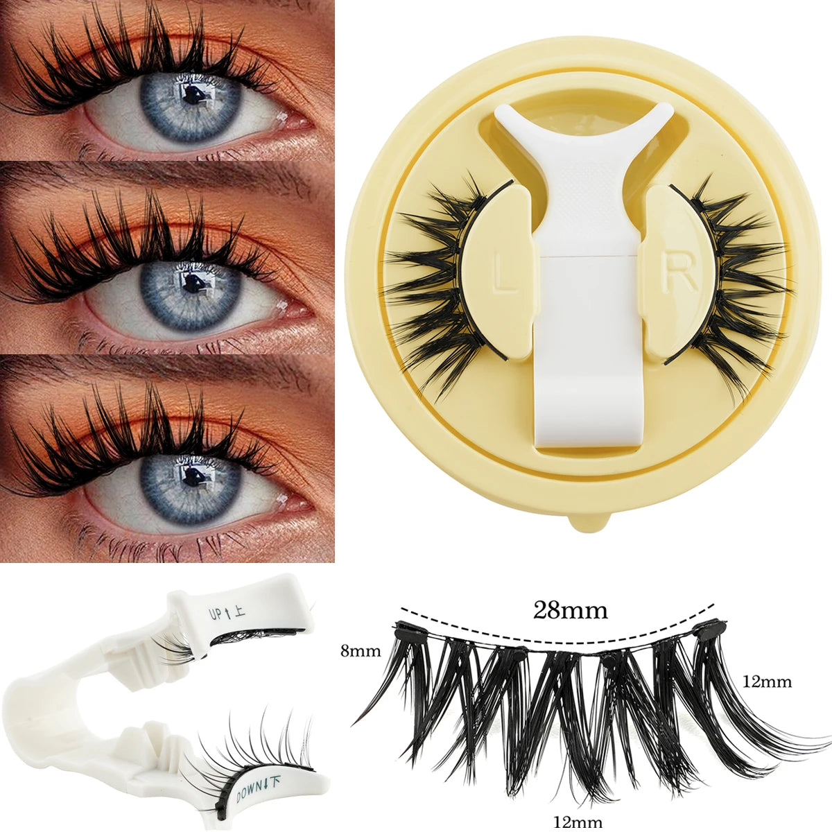 1/2 Pair Reusable Magnetic Eyelashes Tweezers Set Faux Mink Lashes Handmade 3D Natural False Eyelashes and Magnetic Tweezers Set HIP 1 pairs-LZ35