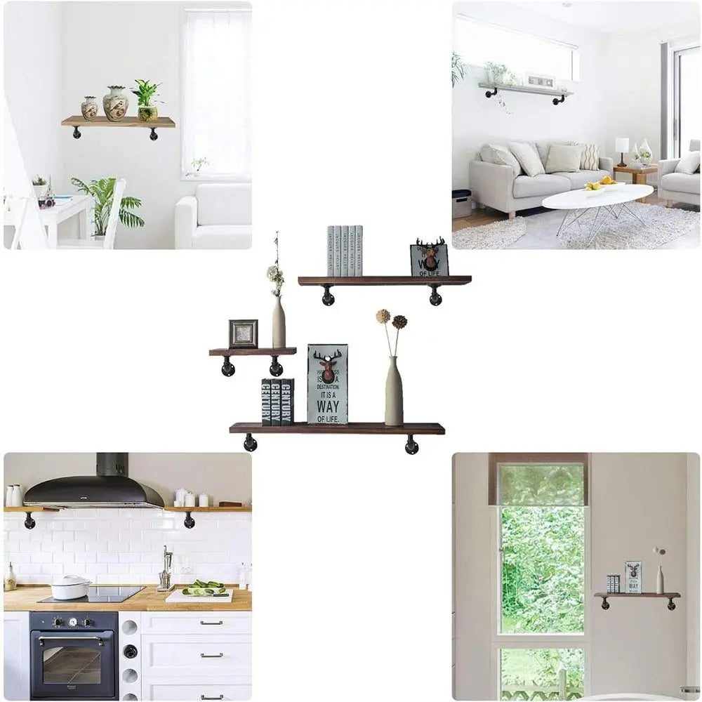 Heavy Duty Floating Shelf Bracket – Black Metal Wall Mount Shelf Bracket HIP