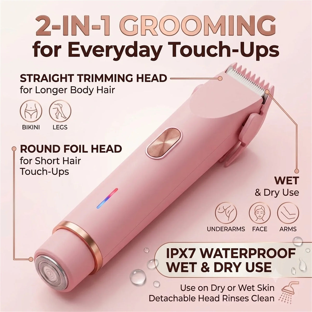 2-in-1 Electric Hair Trimmer & Epilator – USB Rechargeable Electric Body Epilator HIP
