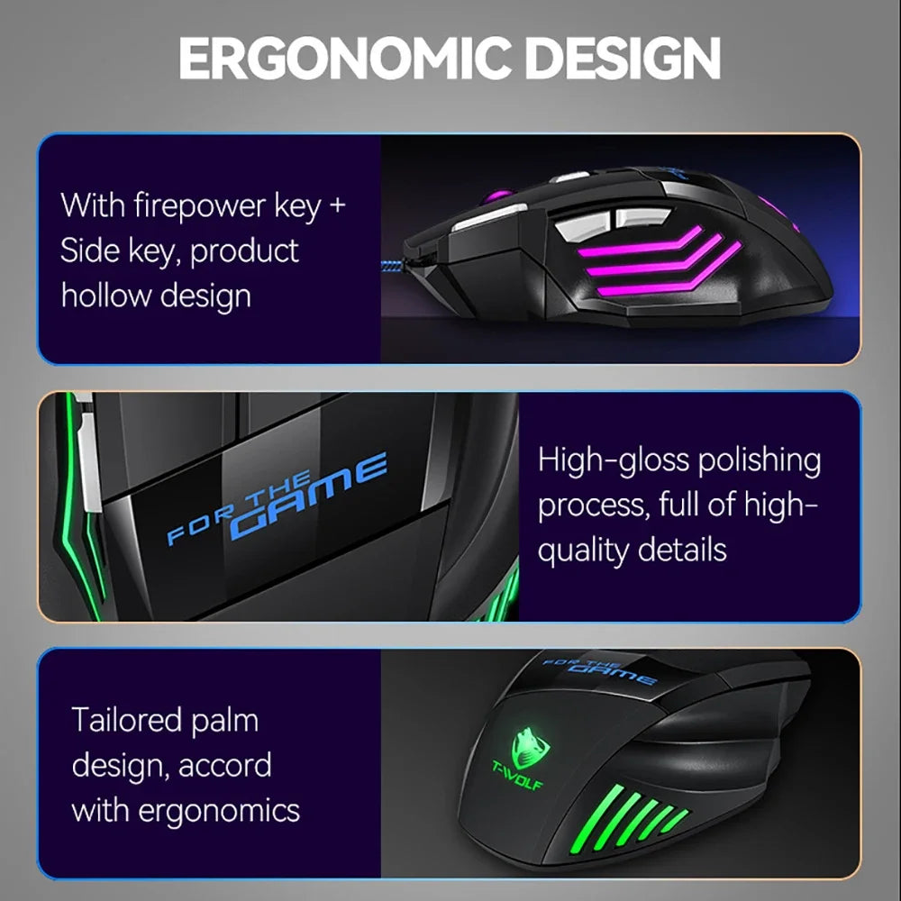 KEBIDUMEI 7-Button RGB Wired Gaming Mouse – 2400DPI Ergonomic Wired Gaming Mouse HIP