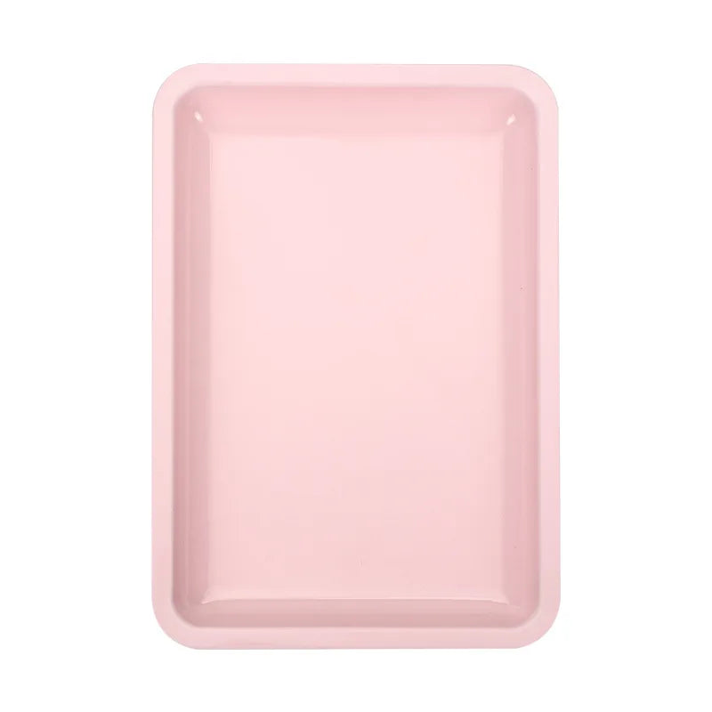 Square Stainless Steel Cosmetic Tray Eyelash Tools Tray Nail Art Equipment Plate False Nails Dish Tool Makeup Table Storage HIP Pink