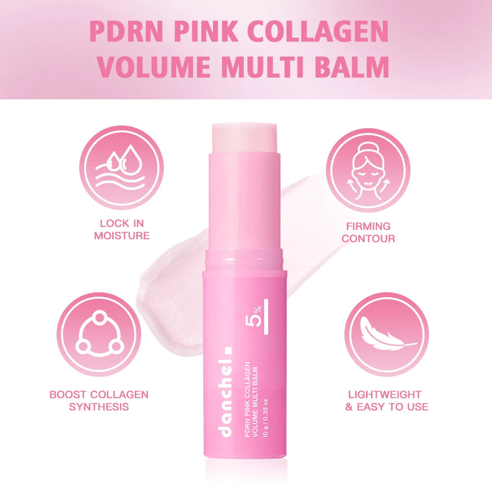 PDRN Pink Collagen Balm Stick Firming Deep Hydration Moisturization Collagen Radiant Portable Stick Plump Eye Neck Lines HIP