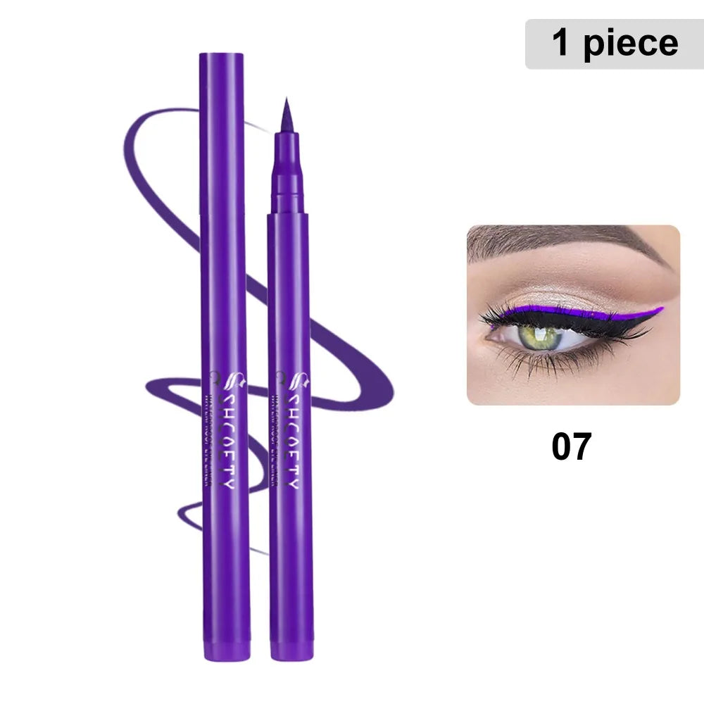 12 Colors Matte Liquid Eyeliner Rainbow Colorful Neon Eyeliner Pencil Pigmented Waterproof Smudge Proof Makeup For Women HIP 07