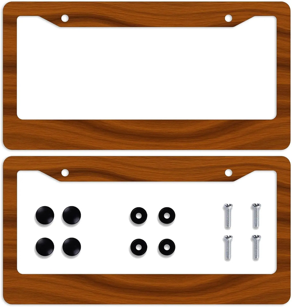 Rustic Wood & Stainless Steel Front License Plate Frame License Plate Frame HIP 1