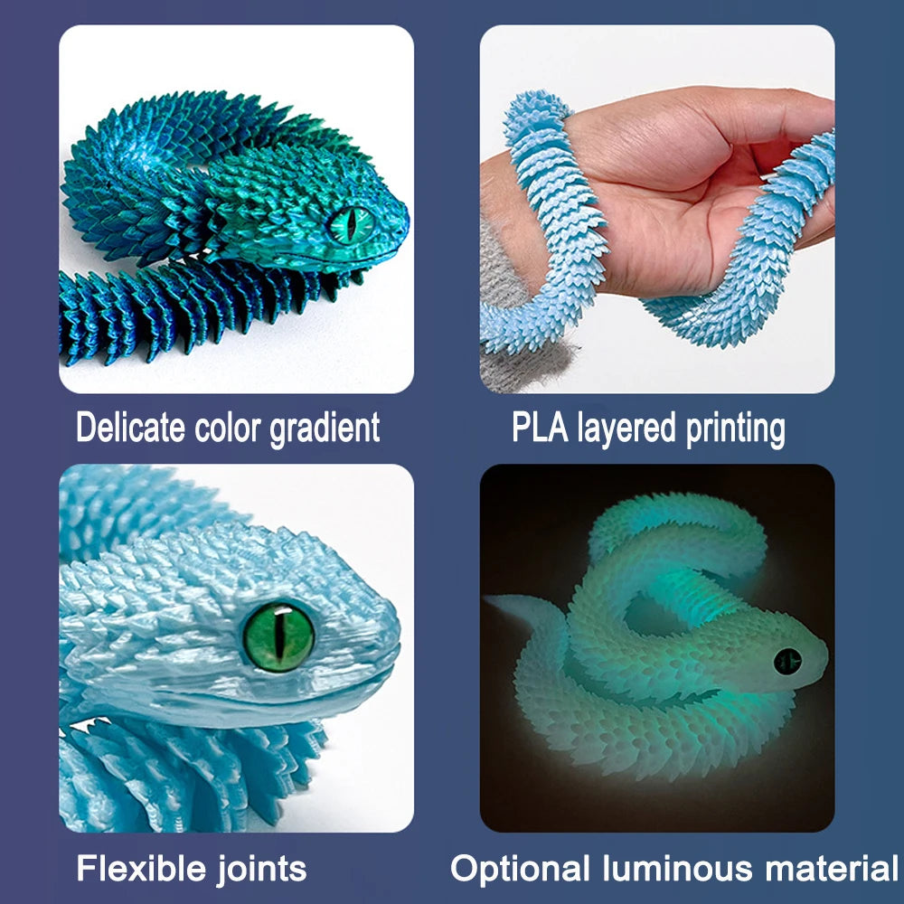3D Printed Articulated Snake Ornament 30/40cm – Poseable Toy Articulated Figure Ornament HIP