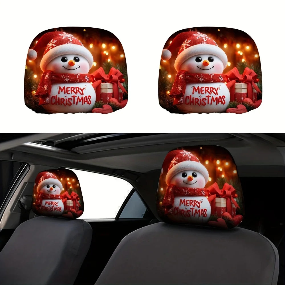 Set of 2 Christmas Car Headrest Covers – Festive Gift Car Headrest Covers HIP black