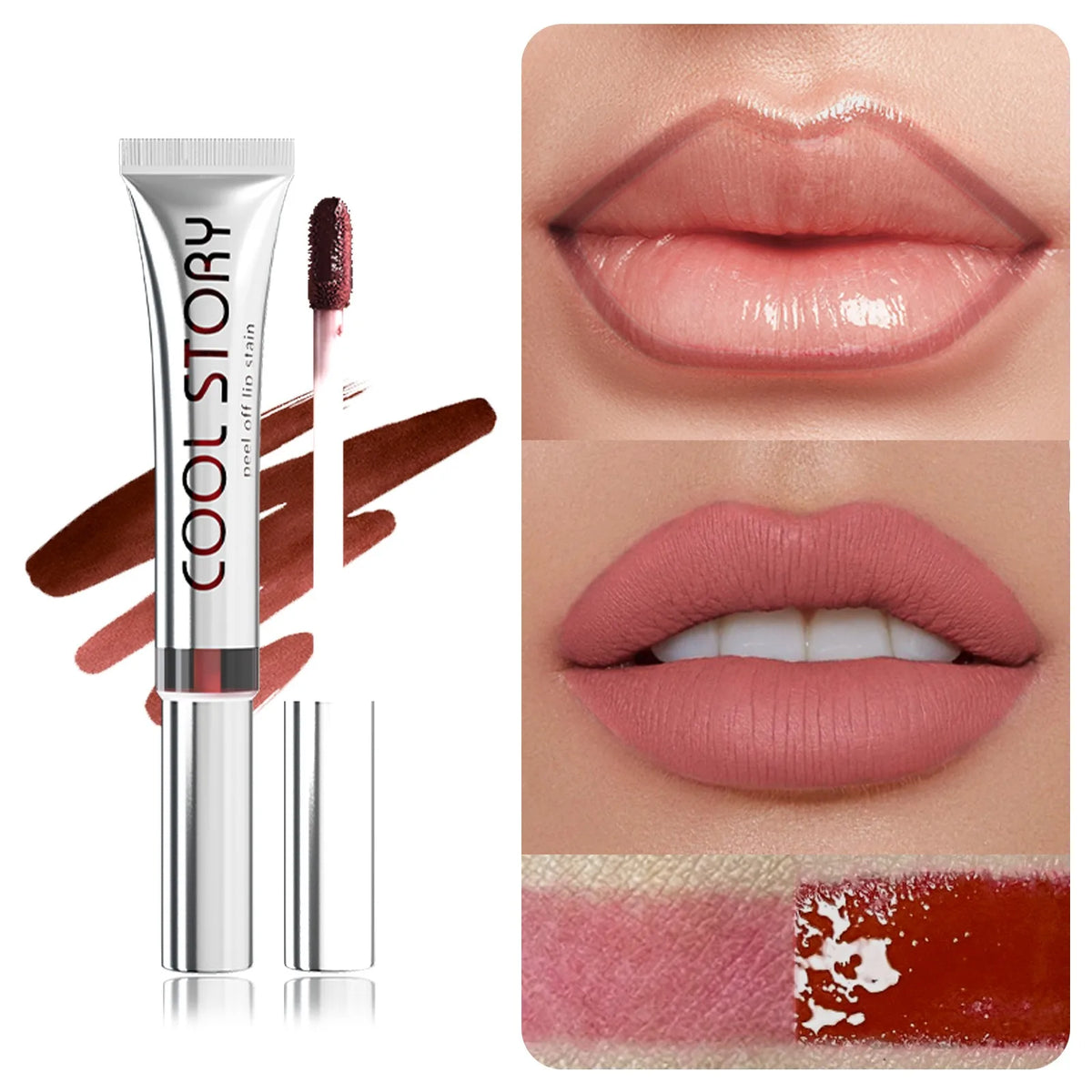 1pc Dark Brown Lip Liner Tattoo Peel Off Lipgloss Matte Lip Tint Contour Stain Waterproof Lasting Tear-off Lipstick Cosmetic HIP 125-1pc