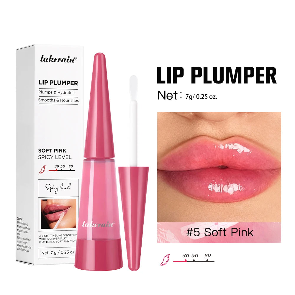 Lakerain Lip Plumper Gloss Oil Lip Long-Lasting Moisturizer Volume Boosting Lip Oil Volumizing & Hydrating Non-Dry Plumping HIP 5Soft Pink
