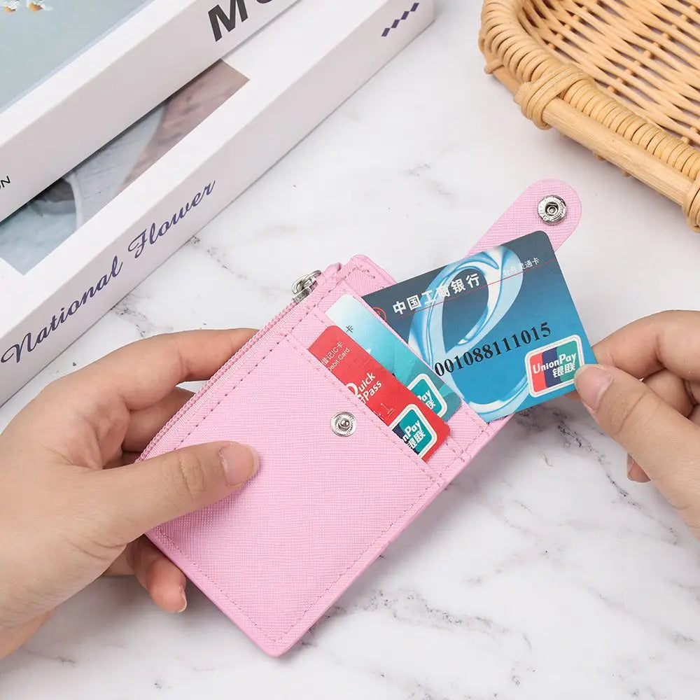 PU Leather Card Holder Wallet with Keychain & Coin Purse Card Holder Wallet HIP