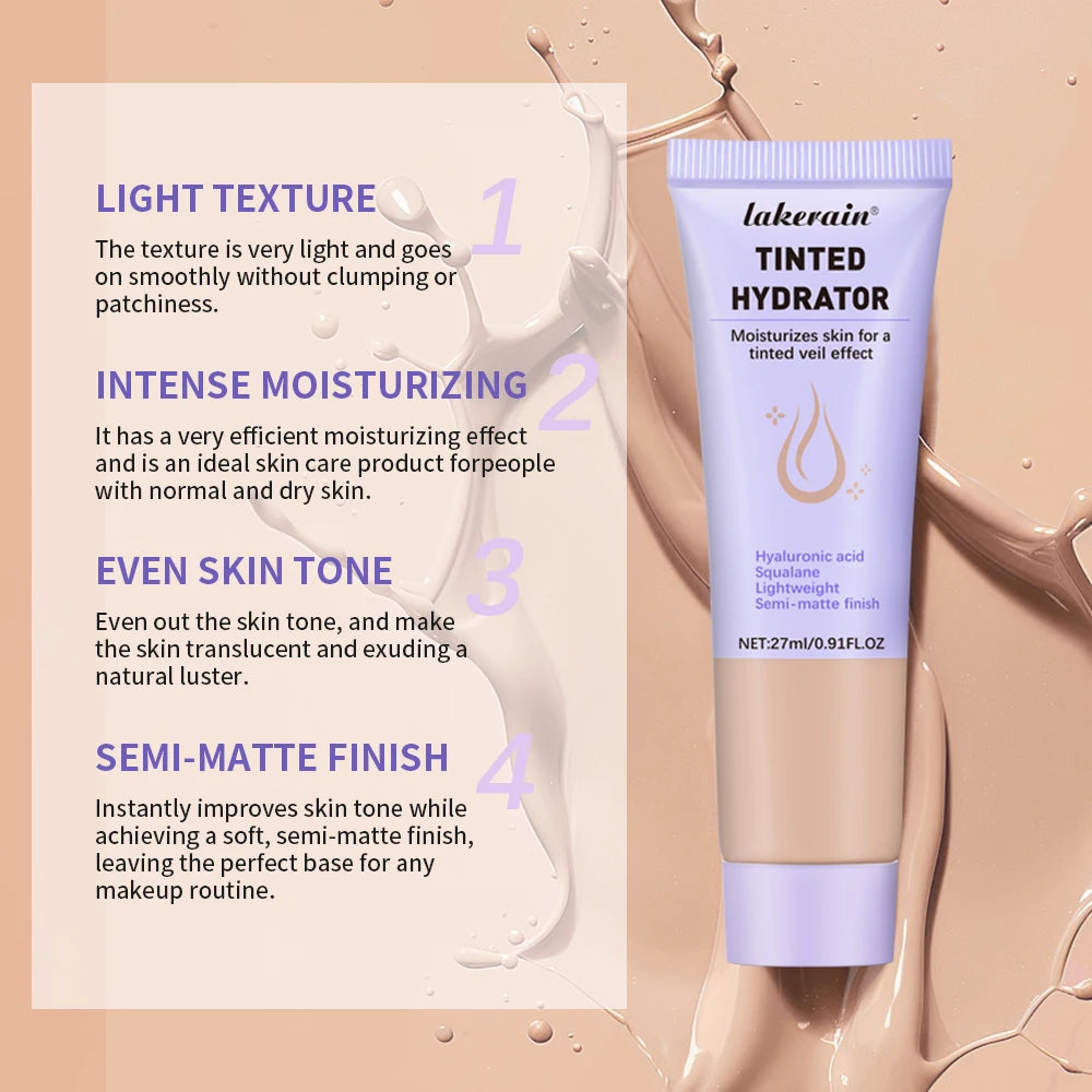 High Coverage CC cream Foundation Tinted Hydrator Matte Finish Light Oil-Free Moisturizing Makeup Hyaluronic Acid Sheer HIP