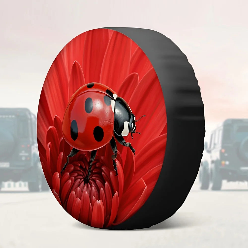 Ladybug Spare Tire Cover – Polyester Universal Fit for Jeep Spare Tire Cover HIP