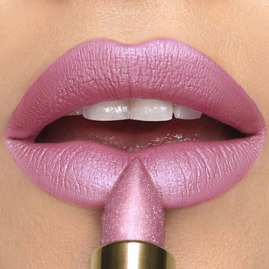 16 Colors 1PC Metallic Glitter Shiny Lipstick Lip Tint, Waterproof Senior Matte Lip Makeup Gifts for Women Cosmetic Lip Glaze HIP 102