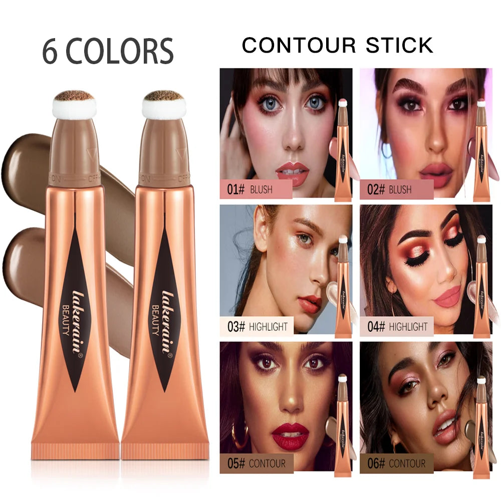 New Cream Bronzer Contour Blusher Beauty Wand Highlighter Blush With Cushion Liquid Face Bronzer Wand Stick Applicator Makeup HIP