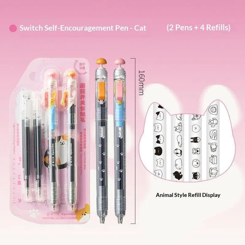 Press-Style Black Gel Pen Set – 2 Pens & 4 Refills | Quick-Dry Gel Pen Set HIP A1
