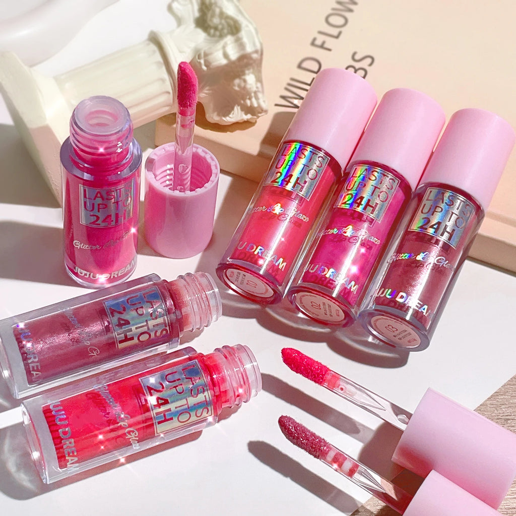 JUJU Dream Sparkling Lip Gloss – Mirror Finish & Moisturizing Sparkling Lip Gloss HIP
