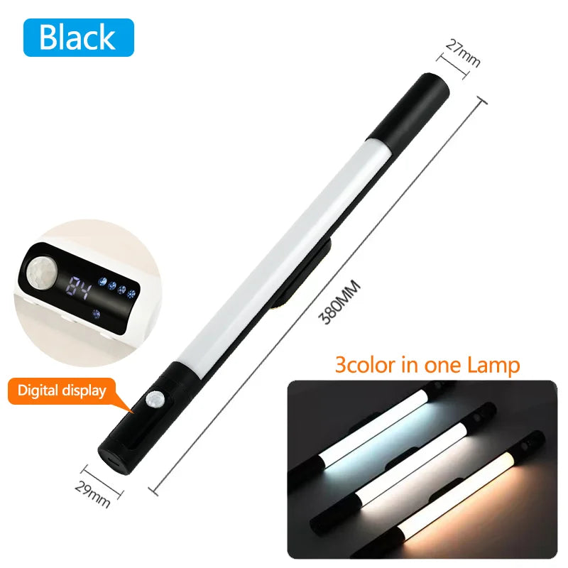 Motion Sensor LED Cabinet Night Light – USB-C Rechargeable Motion Sensor Night Light HIP With Digital Display Black