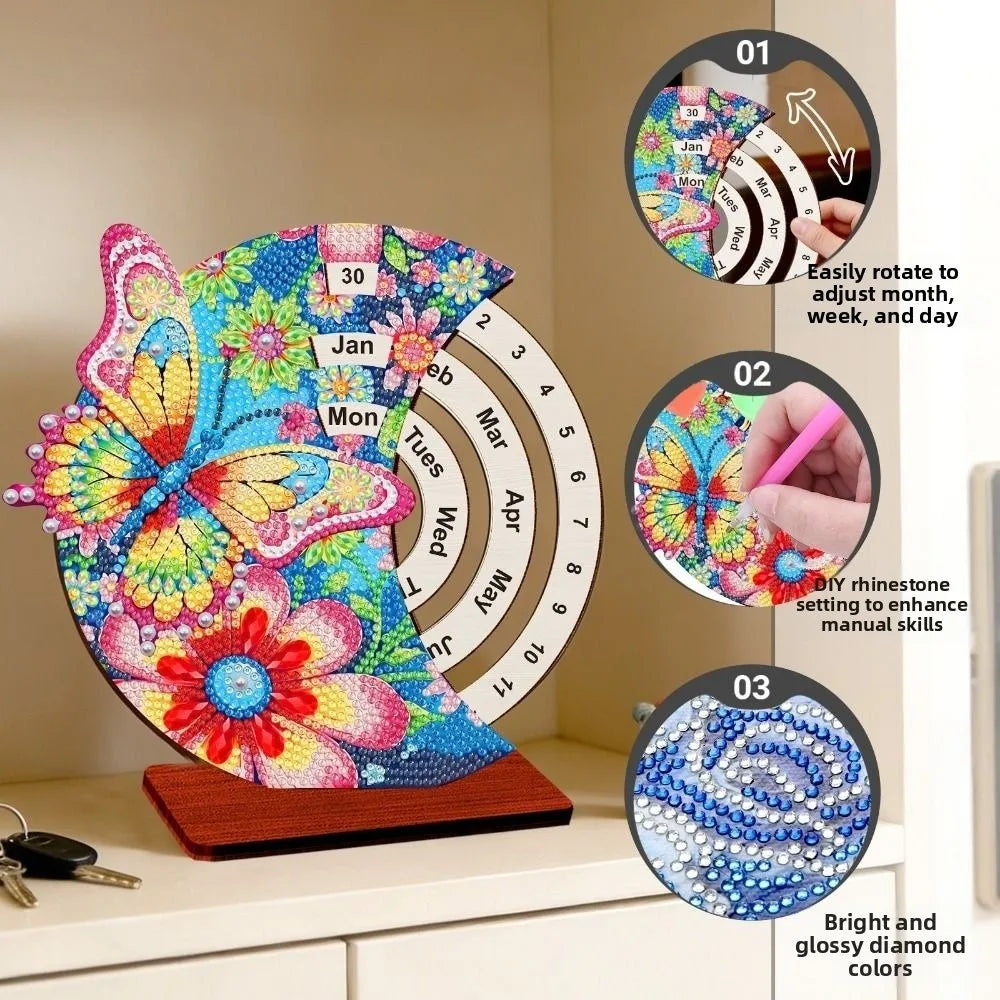3D Diamond Art Perpetual Calendar – DIY Rotating Wooden Kit Diamond Art Craft Kit HIP