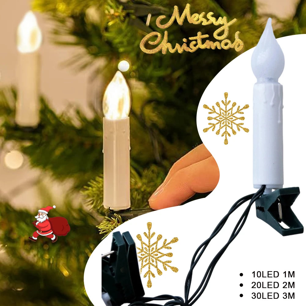 Battery Powered Flameless Candle String Lights 1/2/3m LED Christmas with Clips for Xmas Tree Holiday Wire Lighting Home Decor HIP