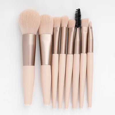 8-Piece Soft Fluffy Mini Makeup Brush Set – Blending Kit Makeup Brush Set HIP C506-Beige 8pcs