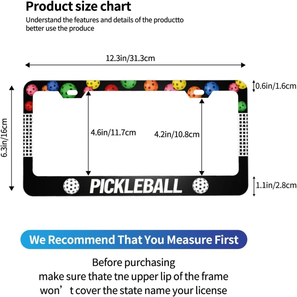 Pickleball Aluminum License Plate Frame 2-Pack – Black License Plate Frame HIP