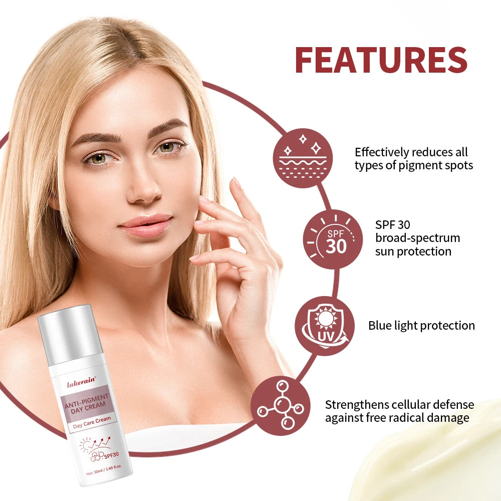 Anti-Pigment Day Cream SPF 30 Brightening Natural Inhibit Melanin Whitening and Spot Removal Outdoor Sun SKincare makeup HIP