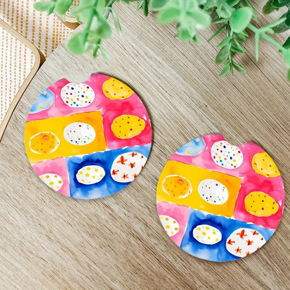 Easter Egg Car Coasters – 2-Piece Acrylic Set, Waterproof Car Coaster Set HIP