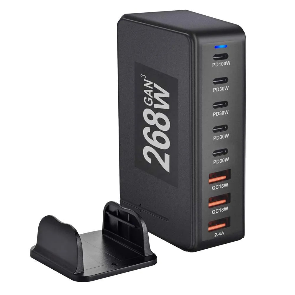 268W 8-Port USB-C PD & QC Fast Charging Dock | Multi-Device Multi-Port Charging Dock HIP