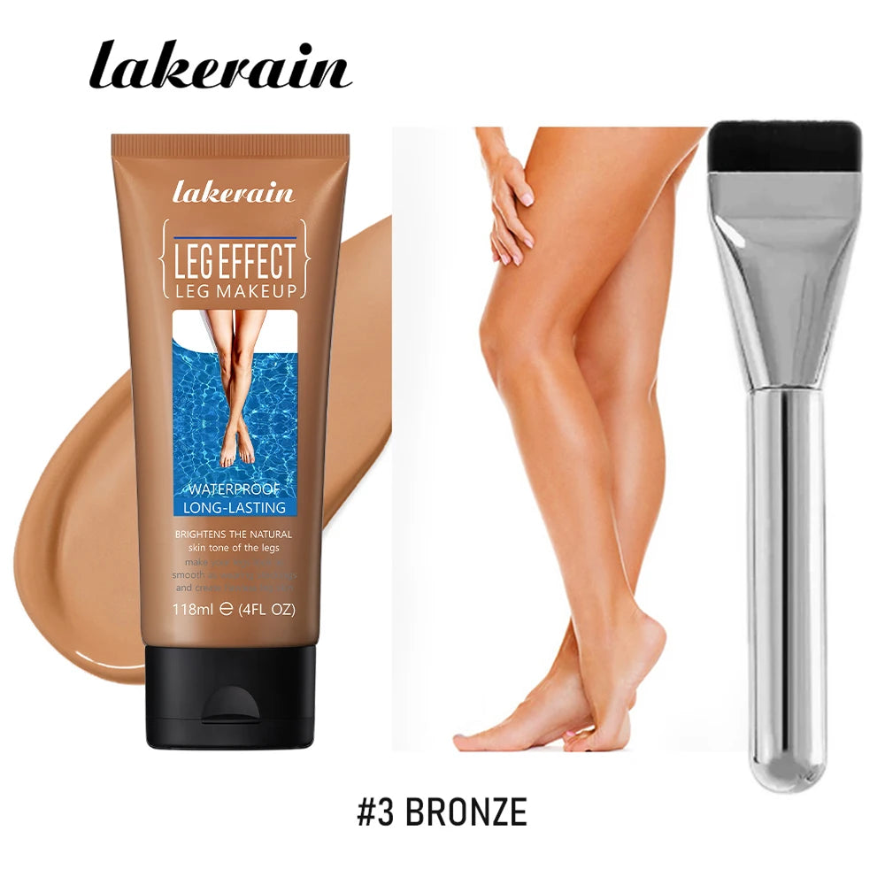 116ml Medium Bronze Body Tanning Cream Leg Makeup Foundation With Brush Waterproof Long Lasting Even Skin Tone Body Makeup HIP 3bronze