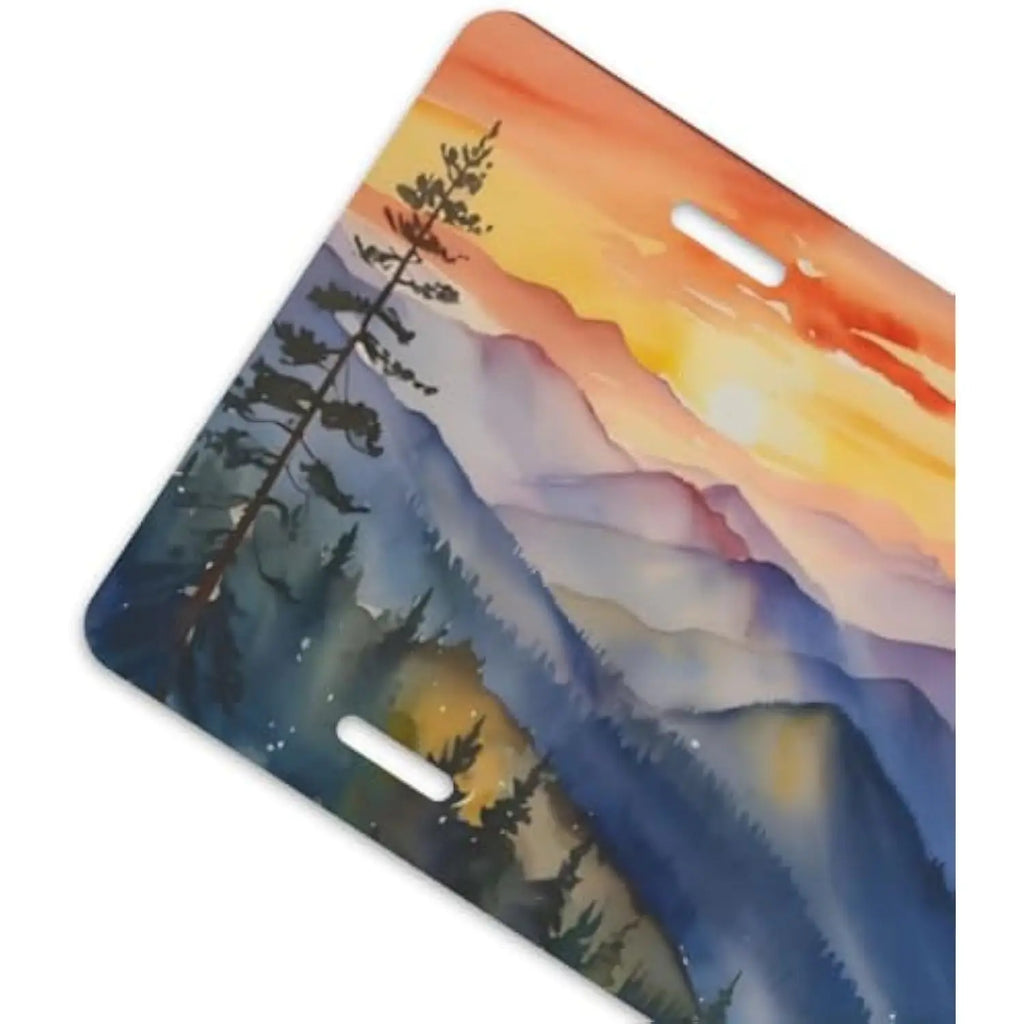 Sunset Mountain Watercolor Aluminum License Plate | Car & Truck Decorative License Plate HIP