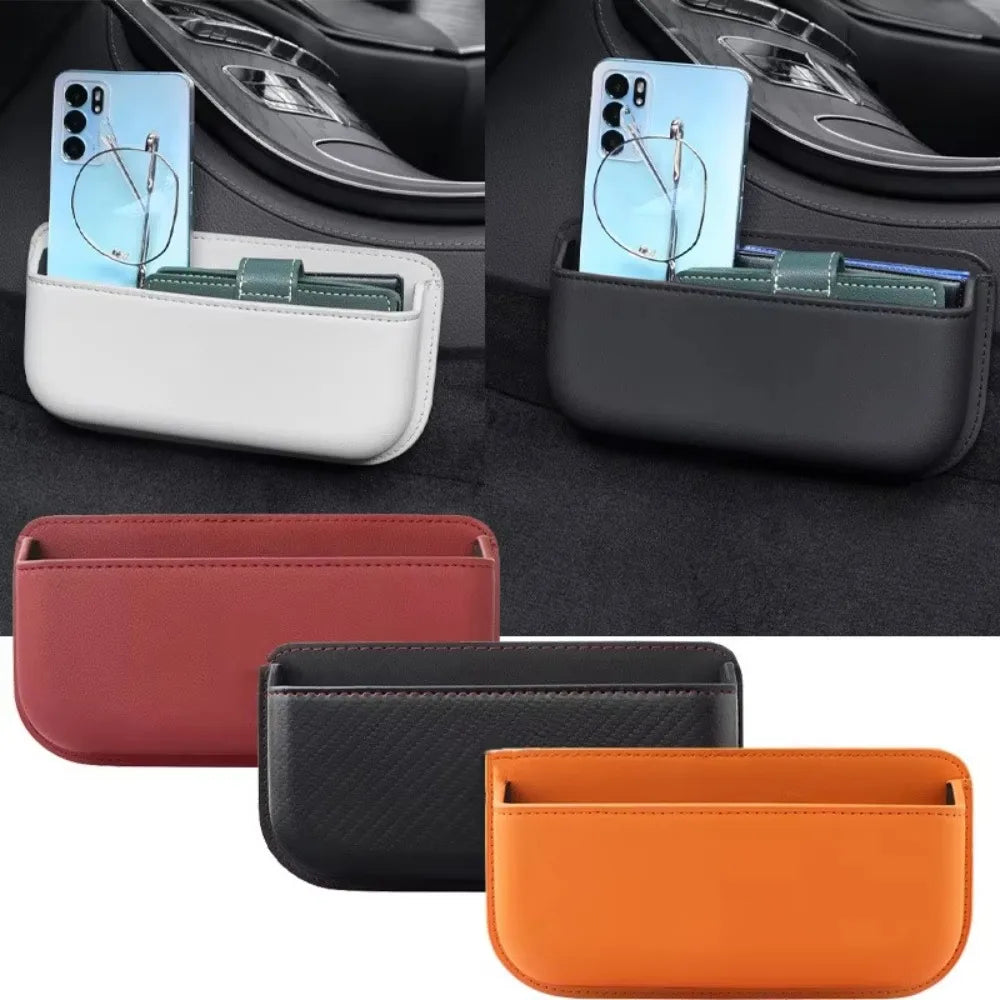 PU Leather Car Seat Storage Pocket – Self-Adhesive Organizer Car Interior Organizer HIP