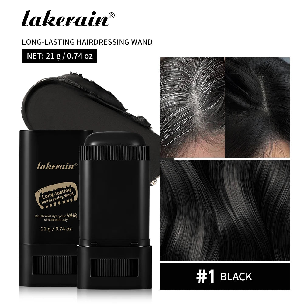 3-Color Quick Touch-Up Hair Stick Beard Color Stick Portable Temporary Quick Coverage Hair Pen Instant Dye Stick Comb HIP 1Black