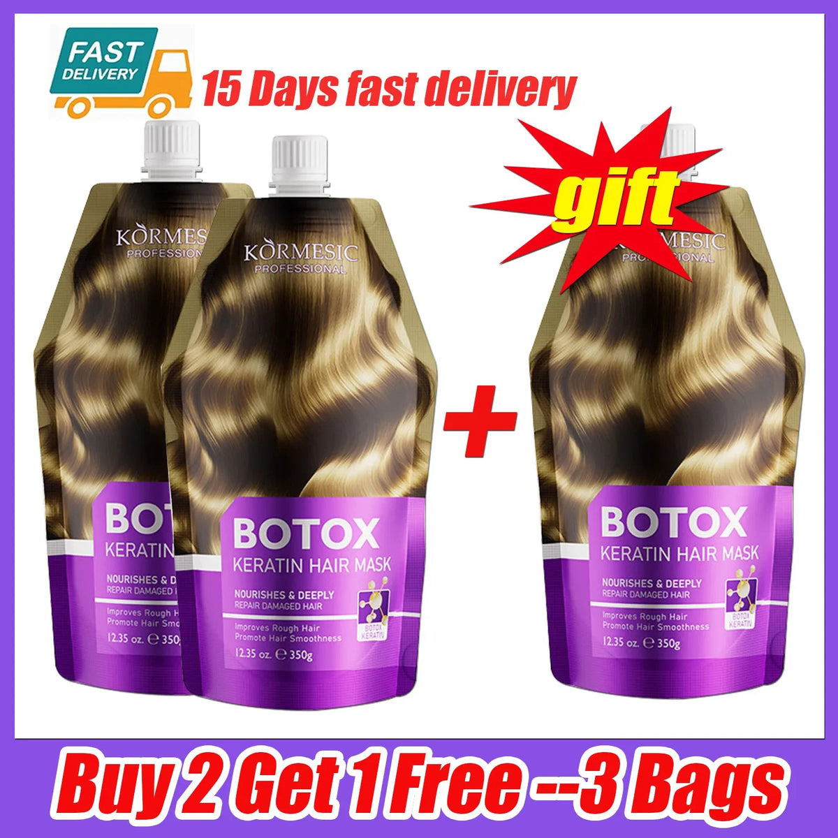 Keratin Hair Mask – 5-Second Deep Moisture & Frizz Control Keratin Hair Mask HIP 350g-3 Bags