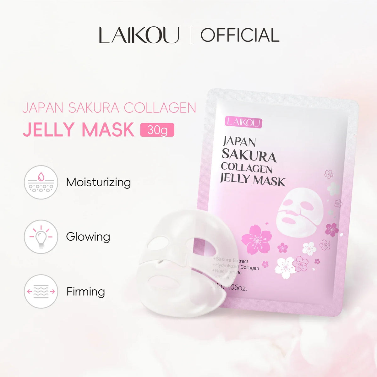 LAIKOU Sakura Collagen Jelly Face Mask 30g – Hydrate & Firm Collagen Gel Face Mask HIP