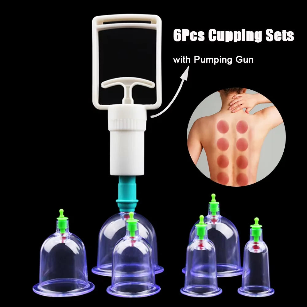 Vacuum Cupping Set 6 & 12 Cup Kit with Pump Gun Cupping Therapy Set HIP