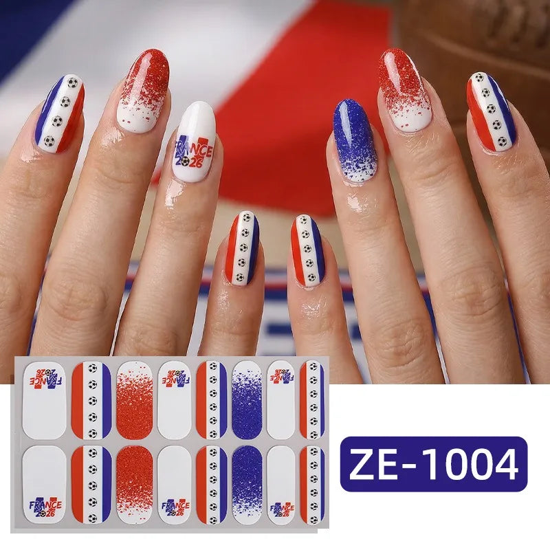 National flag Theme Nail Stickers Self-Adhesive Soccer Nation Decals for Ball Fans DIY Nail Art Decorations Accessorey Eco-frien HIP ZE-1004