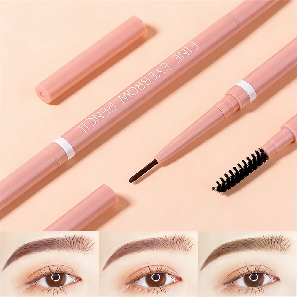 Waterproof Double-Ended Eyebrow Pencil With Brush 1.5mm Ultra Fine Eye Brow Pencil Combined Sweat-proof Lasting Eye Makeup HIP