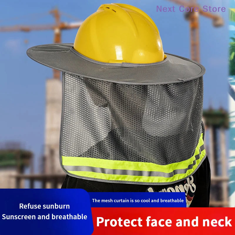Safety Helmet Sun Shade Neck Shield with Reflective Stripe Safety Helmet Accessory HIP