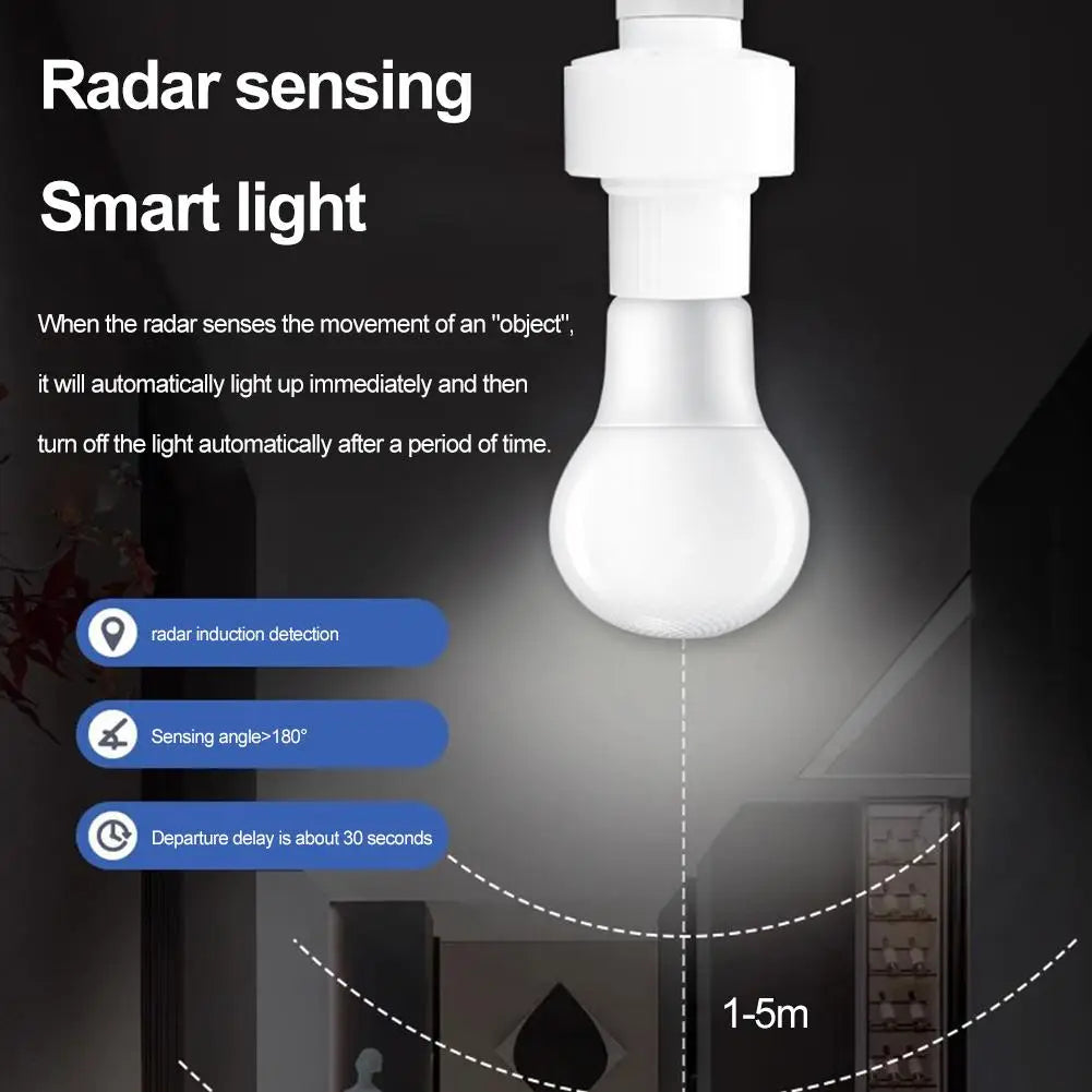 New Radar Sensing Lamp Holder Intelligent E27 Lamp Base Smart Light Bulb Holder Porch Basement Auto On/Off Motion Light Socket HIP