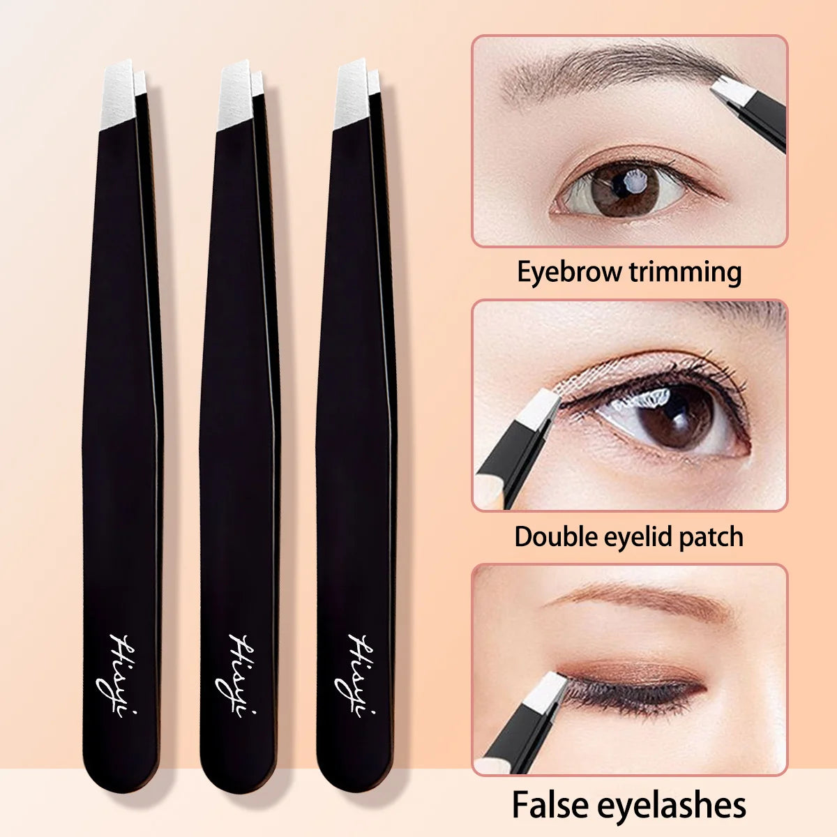 HISYI Slant Tip Stainless Steel Eyebrow Tweezers – Precision Eyebrow Tweezers HIP