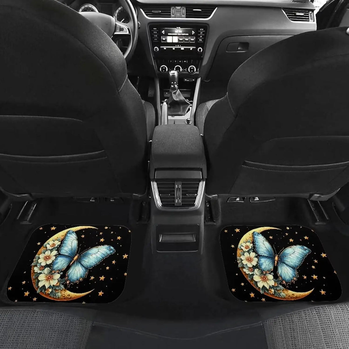 Butterfly Floral Moon Car Floor Mats – Set of 4 All Weather Car Floor Mats HIP