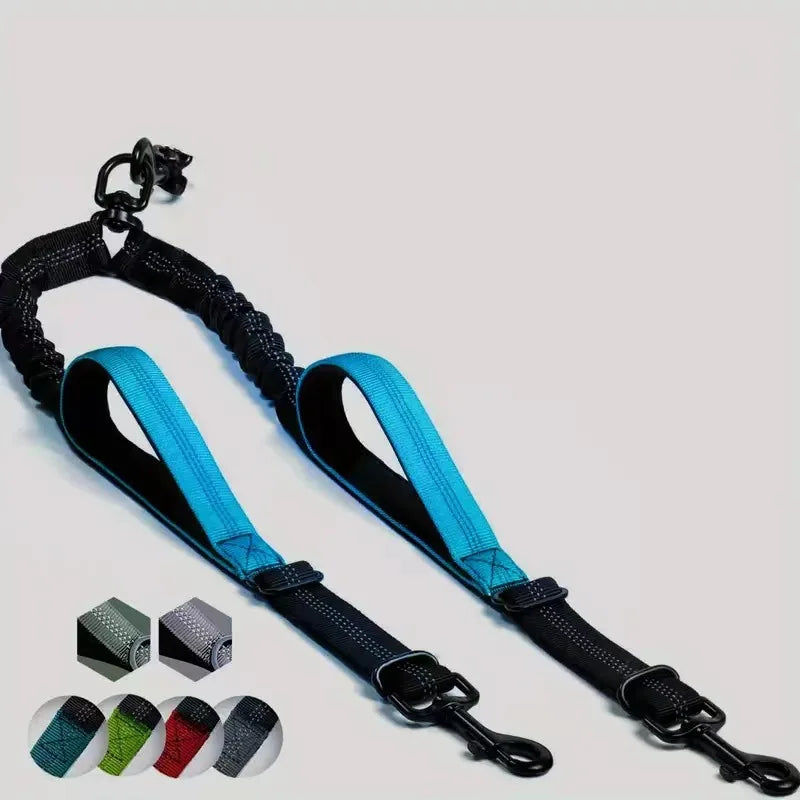 Double Dog Leash – Bungee Dual Leash with Padded Handles Double Dog Leash HIP Sky Blue