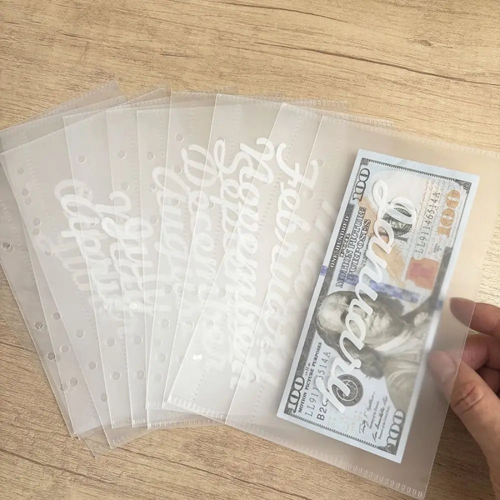 12-Month Cash Storage Binder A6 Transparent PP Loose-Leaf Cash Envelope Binder HIP