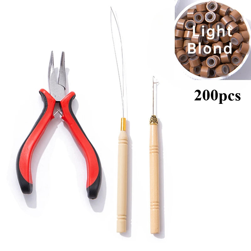 New Wig Extension Tools Micro Silicone Lined Rings/Links/Beads MICRO Ring Link Crimp Beads Hair Extensions Tools HIP light blond